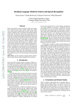 Residual Language Model for End-to-end Speech Recognition