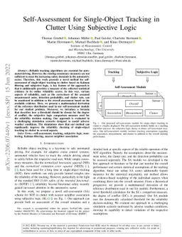 Self-Assessment for Single-Object Tracking in Clutter Using Subjective
  Logic