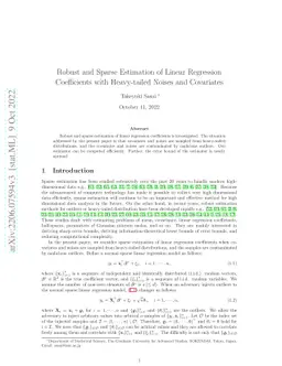 Robust and Sparse Estimation of Linear Regression Coefficients with
  Heavy-tailed Noises and Covariates