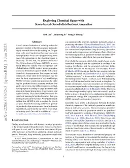 Exploring Chemical Space with Score-based Out-of-distribution Generation