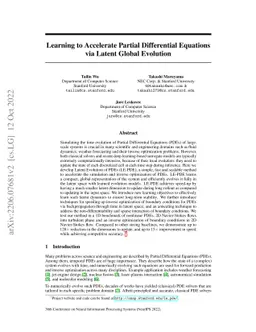 Learning to Accelerate Partial Differential Equations via Latent Global
  Evolution