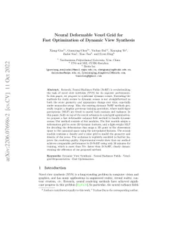 Neural Deformable Voxel Grid for Fast Optimization of Dynamic View
  Synthesis