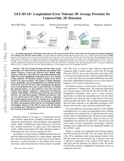 LET-3D-AP: Longitudinal Error Tolerant 3D Average Precision for
  Camera-Only 3D Detection
