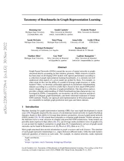 Taxonomy of Benchmarks in Graph Representation Learning