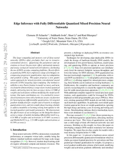 Edge Inference with Fully Differentiable Quantized Mixed Precision
  Neural Networks