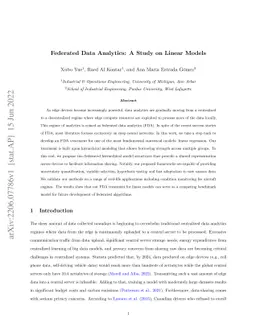 Federated Data Analytics: A Study on Linear Models