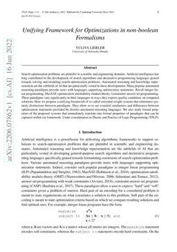 Unifying Framework for Optimizations in non-boolean Formalisms