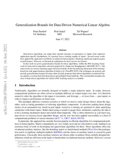 Generalization Bounds for Data-Driven Numerical Linear Algebra