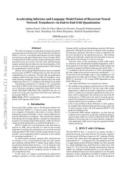 Accelerating Inference and Language Model Fusion of Recurrent Neural
  Network Transducers via End-to-End 4-bit Quantization