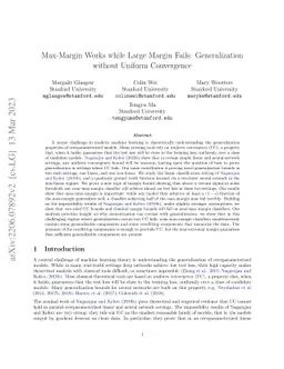 Max-Margin Works while Large Margin Fails: Generalization without
  Uniform Convergence