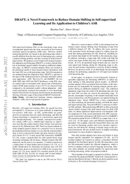 DRAFT: A Novel Framework to Reduce Domain Shifting in Self-supervised
  Learning and Its Application to Children's ASR