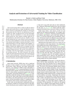 Analysis and Extensions of Adversarial Training for Video Classification