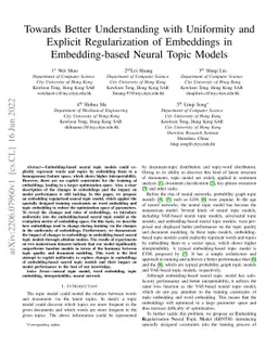 Towards Better Understanding with Uniformity and Explicit Regularization
  of Embeddings in Embedding-based Neural Topic Models