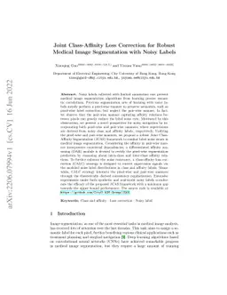 Joint Class-Affinity Loss Correction for Robust Medical Image
  Segmentation with Noisy Labels