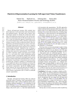 Patch-level Representation Learning for Self-supervised Vision
  Transformers