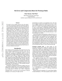 On Error and Compression Rates for Prototype Rules