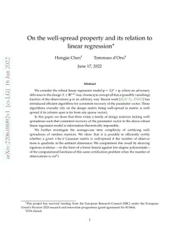 On the well-spread property and its relation to linear regression