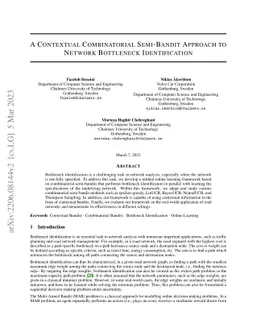 A Contextual Combinatorial Semi-Bandit Approach to Network Bottleneck
  Identification