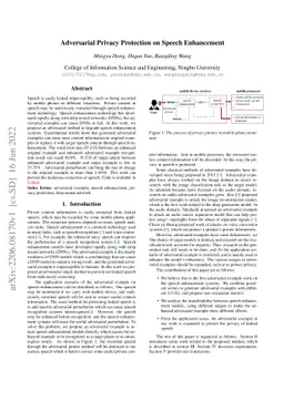 Adversarial Privacy Protection on Speech Enhancement