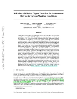 K-Radar: 4D Radar Object Detection for Autonomous Driving in Various
  Weather Conditions