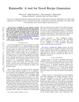 Ratatouille: A tool for Novel Recipe Generation