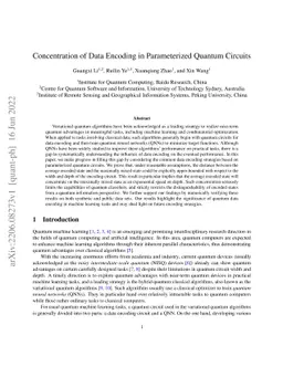 Concentration of Data Encoding in Parameterized Quantum Circuits