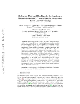 Balancing Cost and Quality: An Exploration of Human-in-the-loop
  Frameworks for Automated Short Answer Scoring