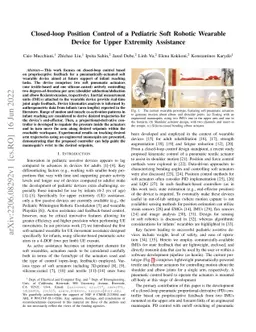 Closed-loop Position Control of a Pediatric Soft Robotic Wearable Device
  for Upper Extremity Assistance