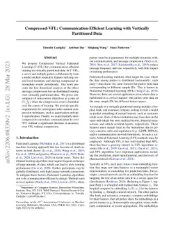 Compressed-VFL: Communication-Efficient Learning with Vertically
  Partitioned Data