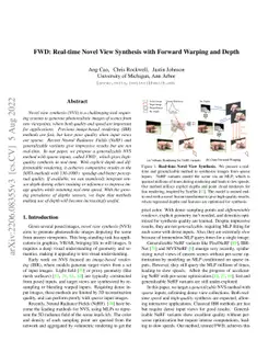 FWD: Real-time Novel View Synthesis with Forward Warping and Depth
