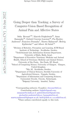Going Deeper than Tracking: a Survey of Computer-Vision Based
  Recognition of Animal Pain and Affective States