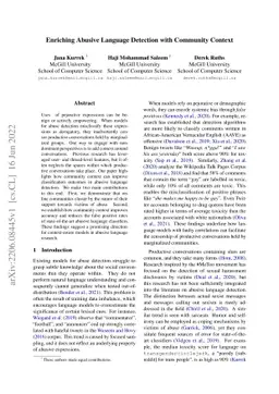 Enriching Abusive Language Detection with Community Context