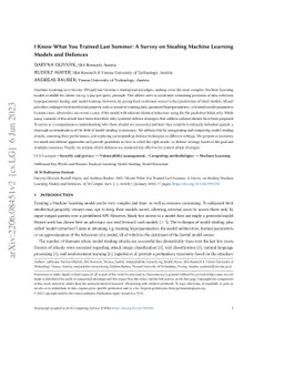 I Know What You Trained Last Summer: A Survey on Stealing Machine
  Learning Models and Defences