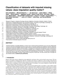 Classification of datasets with imputed missing values: does imputation
  quality matter?