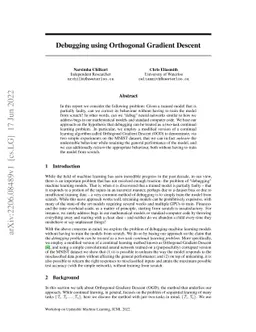 Debugging using Orthogonal Gradient Descent