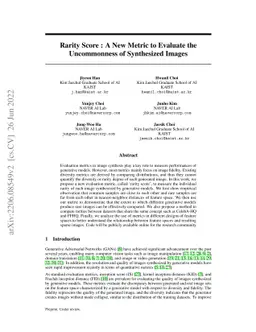 Rarity Score : A New Metric to Evaluate the Uncommonness of Synthesized
  Images
