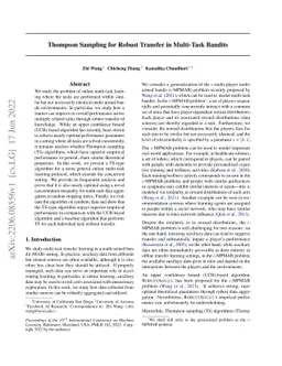 Thompson Sampling for Robust Transfer in Multi-Task Bandits