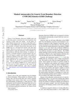 Masked Autoencoders for Generic Event Boundary Detection CVPR'2022
  Kinetics-GEBD Challenge