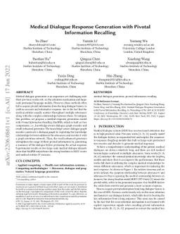 Medical Dialogue Response Generation with Pivotal Information Recalling