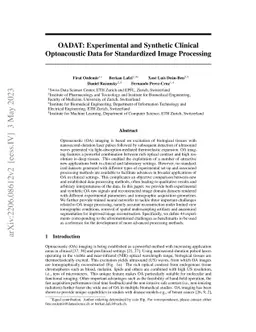 OADAT: Experimental and Synthetic Clinical Optoacoustic Data for
  Standardized Image Processing