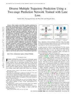 Diverse Multiple Trajectory Prediction Using a Two-stage Prediction
  Network Trained with Lane Loss