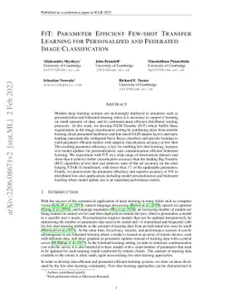 FiT: Parameter Efficient Few-shot Transfer Learning for Personalized and
  Federated Image Classification