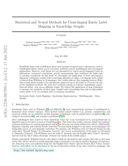 Statistical and Neural Methods for Cross-lingual Entity Label Mapping in
  Knowledge Graphs