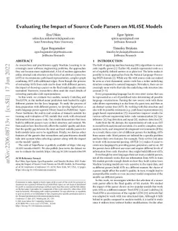 Evaluating the Impact of Source Code Parsers on ML4SE Models
