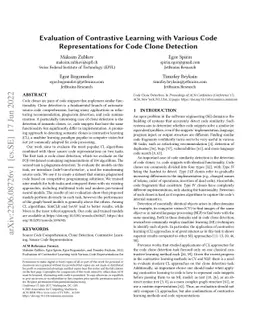 Evaluation of Contrastive Learning with Various Code Representations for
  Code Clone Detection