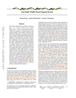 Fast Finite Width Neural Tangent Kernel