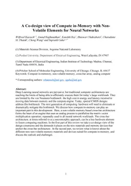 A Co-design view of Compute in-Memory with Non-Volatile Elements for
  Neural Networks