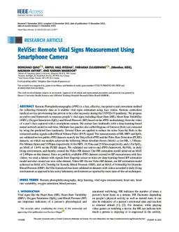 ReViSe: Remote Vital Signs Measurement Using Smartphone Camera