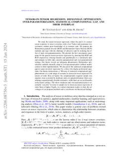 Tensor-on-Tensor Regression: Riemannian Optimization,
  Over-parameterization, Statistical-computational Gap, and Their Interplay