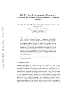 DU-Net based Unsupervised Contrastive Learning for Cancer Segmentation
  in Histology Images